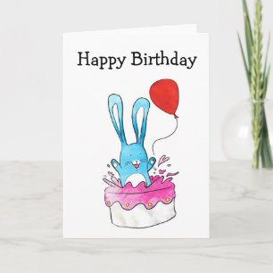 Lapin avec carte d'anniversaire de gâteau