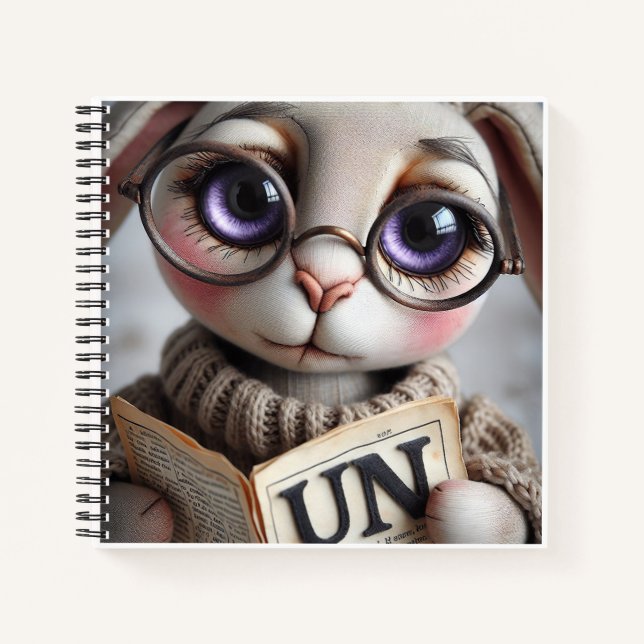 Lapin avec des lunettes et un livre   (Devant)