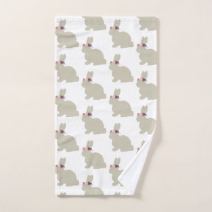 Lapin avec Fleurs Peinture Motif Serviette Ensembl