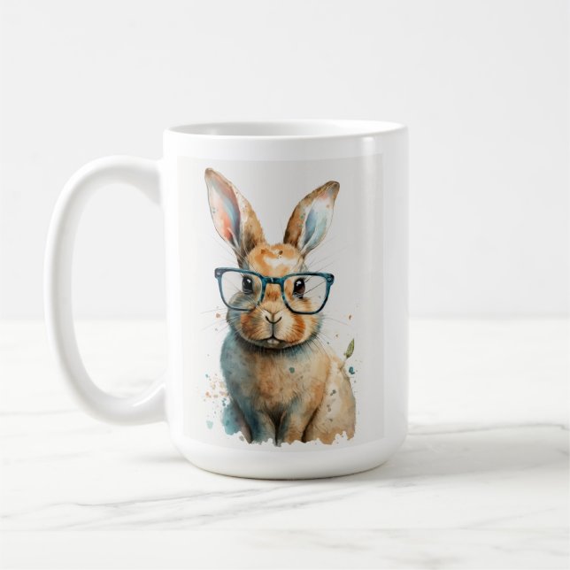 Lapin avec lunettes Café Mug (Gauche)