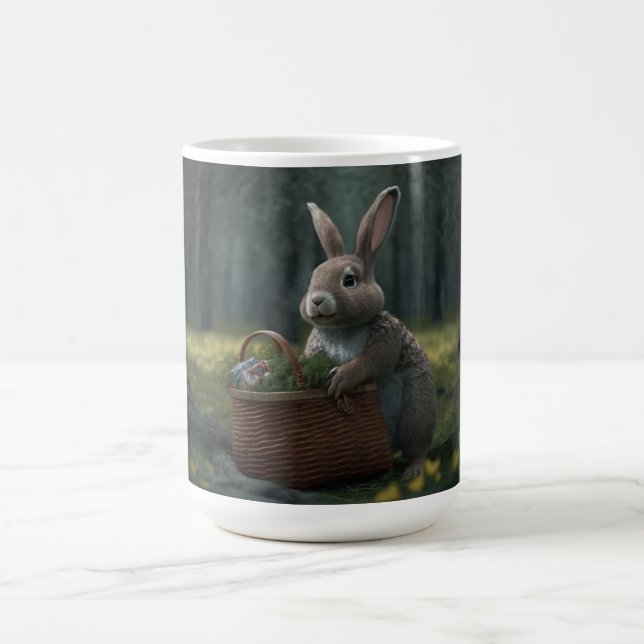 Lapin avec panier dans la Mug de Bois (Centre)
