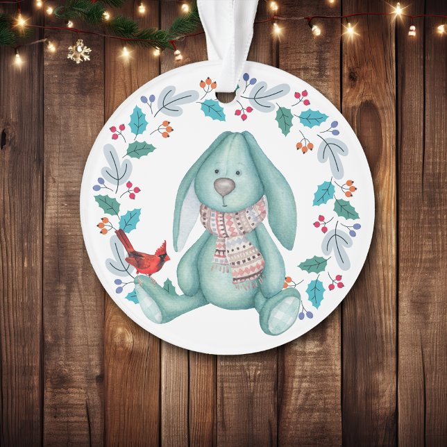 Lapin avec Red Bird Wreath Noël (Créateur téléchargé)