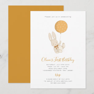 Lapin avec un ballon Invitation Anniversaire