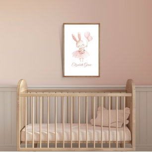 Lapin Ballerine Rose Art Mural Personnalisé pour l