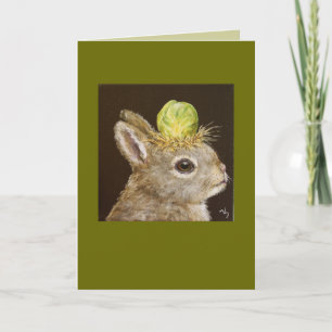 lapin bébé avec carte de casquette Brussels sprout
