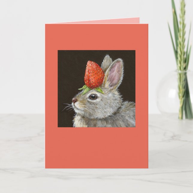 lapin bébé avec carte fraise (Devant)