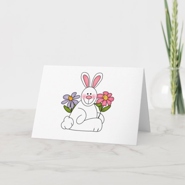 Lapin blanc avec des cartes de fleurs (Devant)