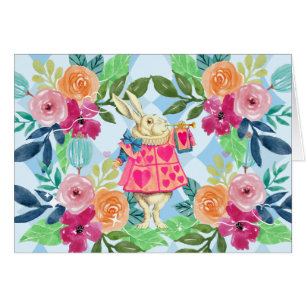 Lapin blanc dans le Jacquard bleu de Wonderland