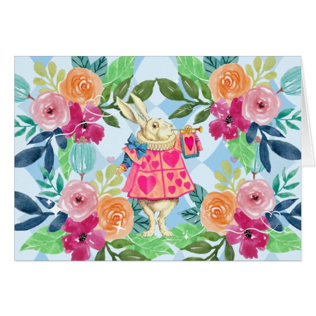 Lapin blanc dans le Jacquard bleu de Wonderland (Devant Horizontal)