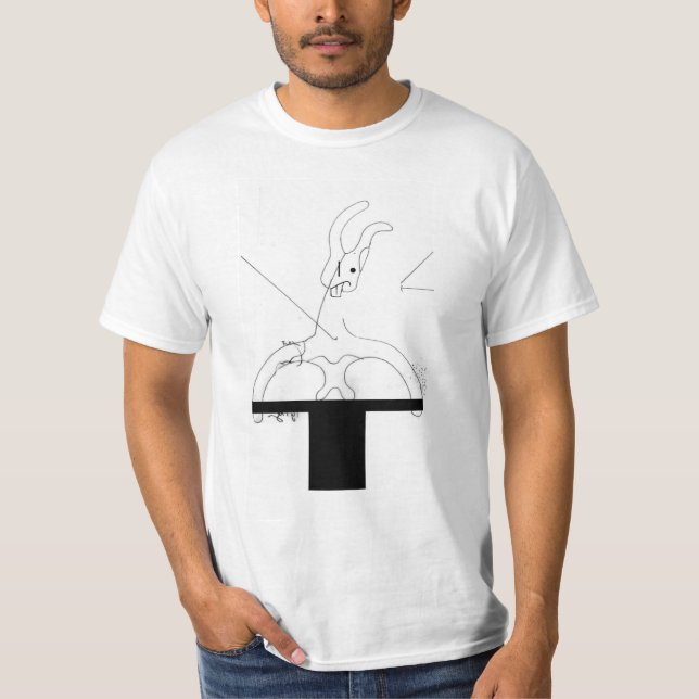 Lapin blanc sorti d'un T-shirt Top Hat (Devant)