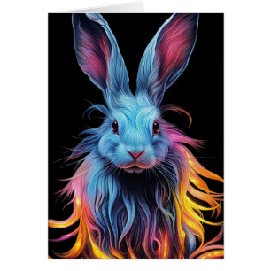 Lapin bleu génial en feu