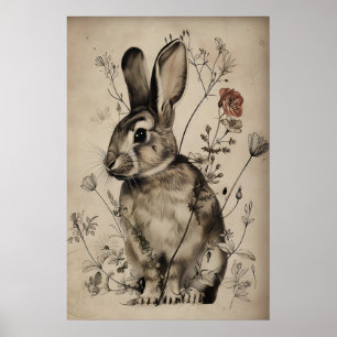 Lapin Boho Impression Fleurie, Lièvre Rustique