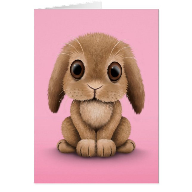 Lapin Brown mignon de bébé sur le rose (Devant)