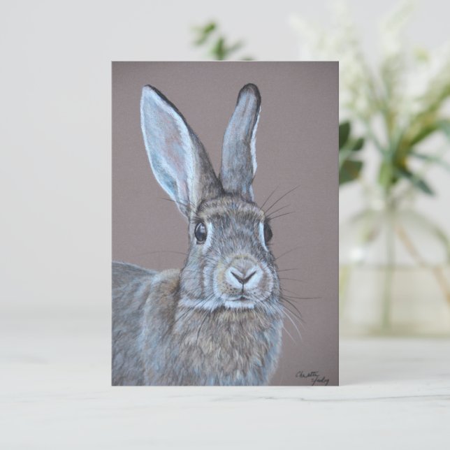 Lapin Bunny Art plat Carte de remerciements (Debout devant)