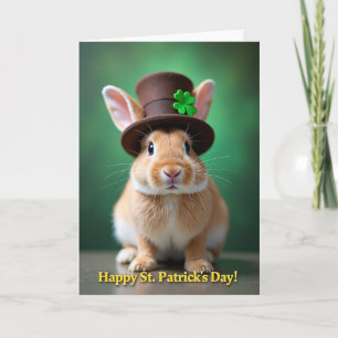 Lapin Chapeau Haut de Forme Carte de Printemps