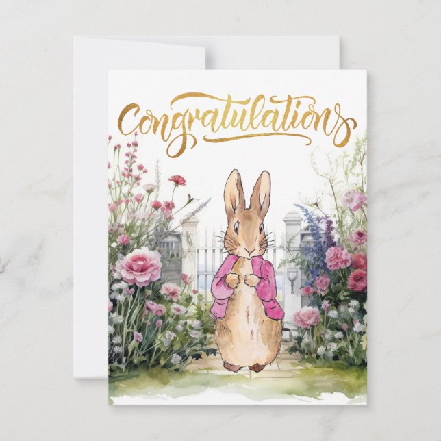Lapin classique dans une veste rose Félicitations (Devant)