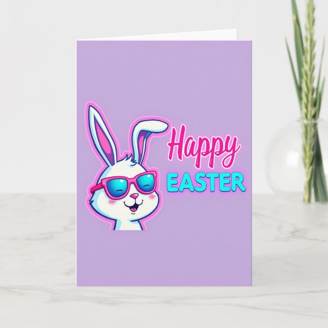 Lapin Cool Carte de Pâques Joyeuse (Devant)