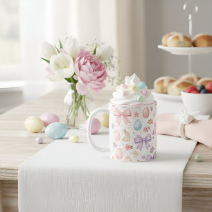 Lapin Coquette & Tasses de Pâques aux Rubans Roses