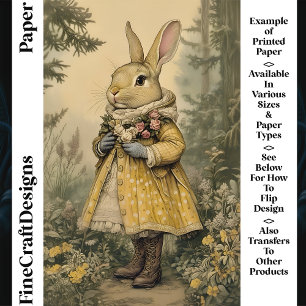 Lapin Cottagecore, Fleurs CK5 Papier Scrapbooking