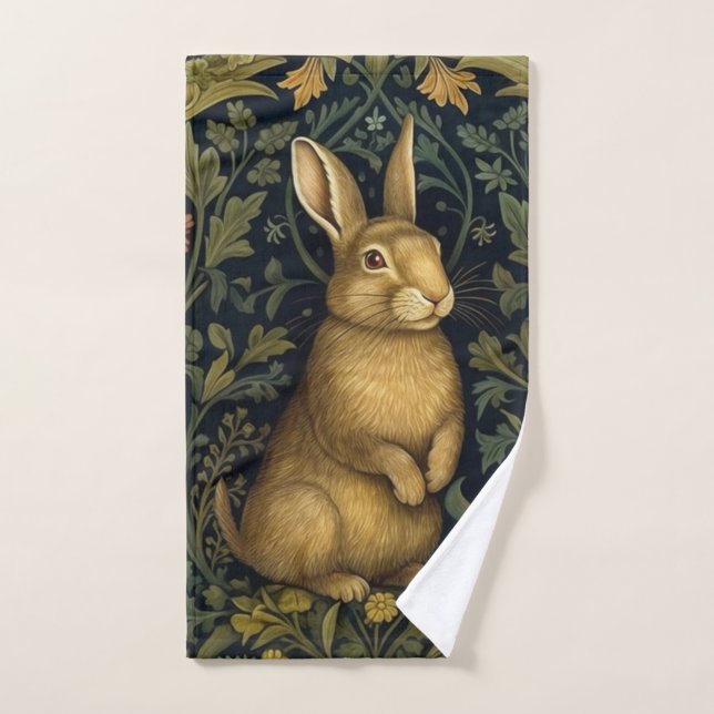 Lapin dans la forêt style Art nouveau (Serviette à main)