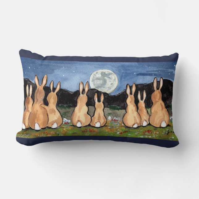 "Lapin dans la lune" Jetez un Coussin Accent (Recto)
