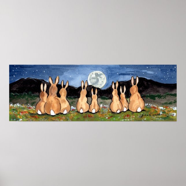 Lapin dans la Lune Lapin Famille Lune Poster Marin (Devant)