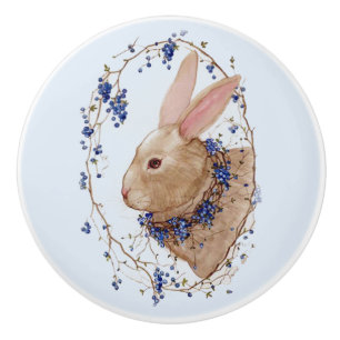 Lapin dans le bouton en céramique rond de