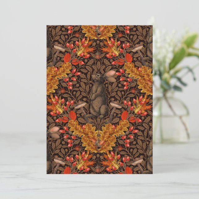 Lapin d'automne sur brun (Debout devant)