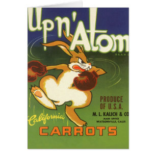 Lapin de boxe Vintage Label Art, Carottes Up n Ato