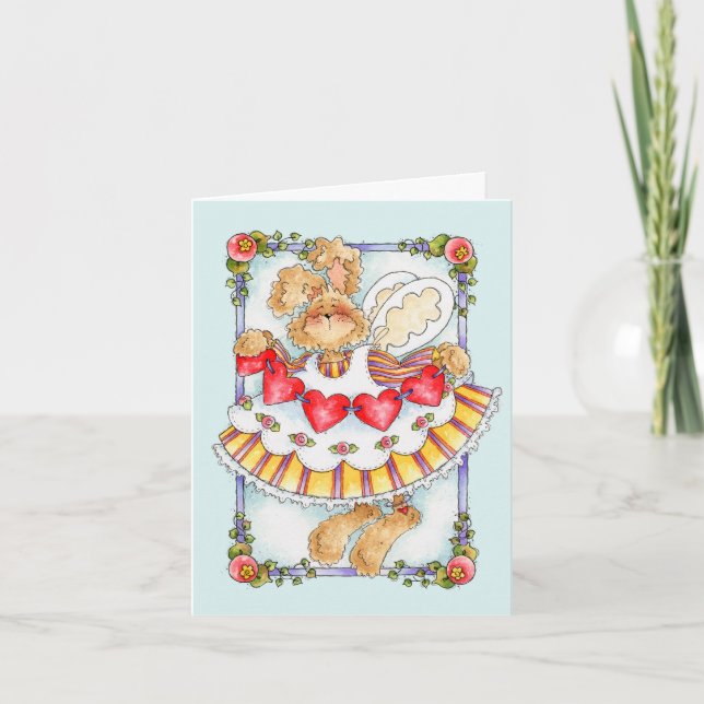 Lapin de ficelle de coeur - carte de Valentine (Devant)