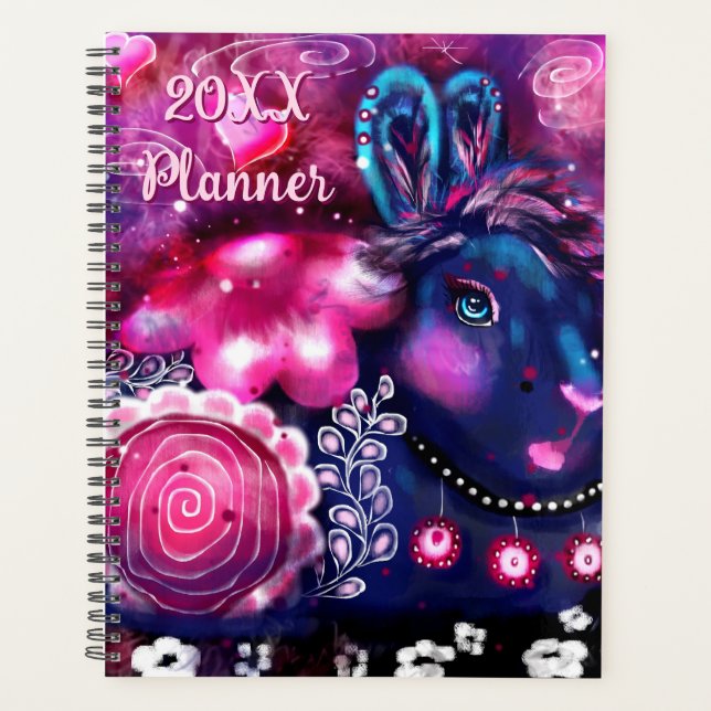Lapin De Glamour Lapin Violet Rose Whimsical Flora (Devant)