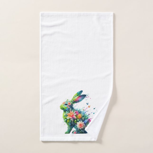 Lapin de lapin de puissance de fleurs (Serviette à main)