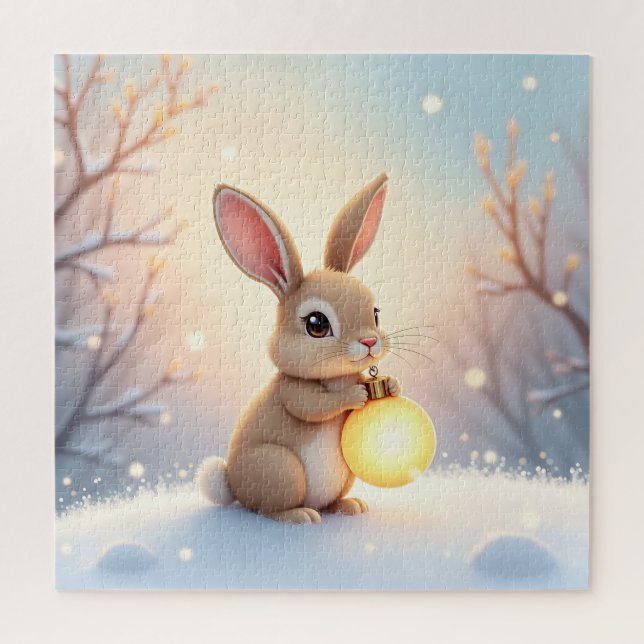 Lapin de Noël d'hiver Puzzle (Vertical)