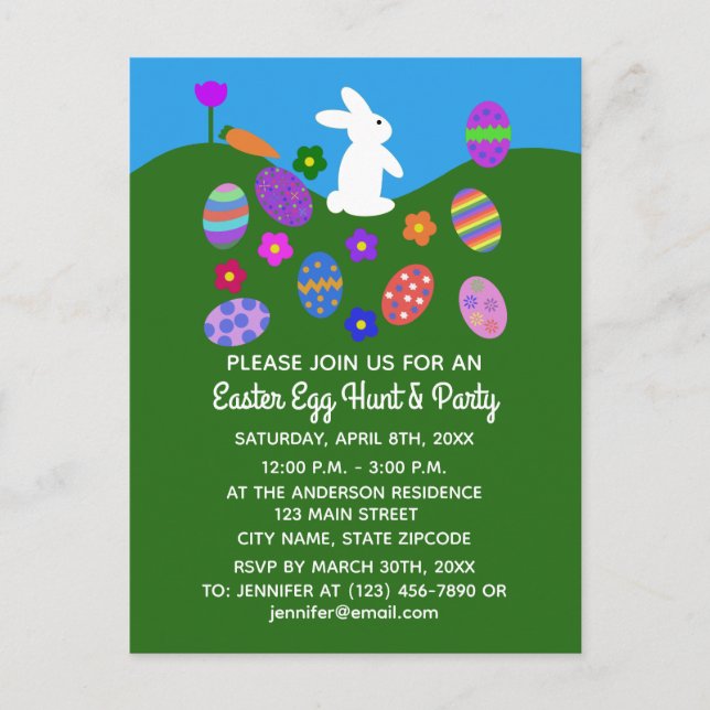 Lapin de Pâques #3 Carte Postale Invitation (Devant)