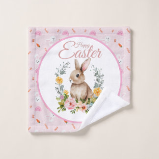 Lapin de Pâques à l'aquarelle avec couronne floral