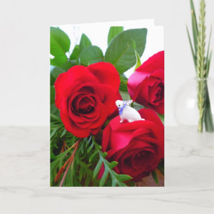 Lapin de Pâques aux roses rouges - carte