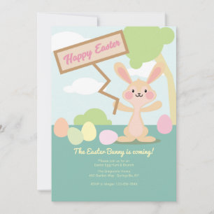 Lapin De Pâques Avec Invitation À Signer