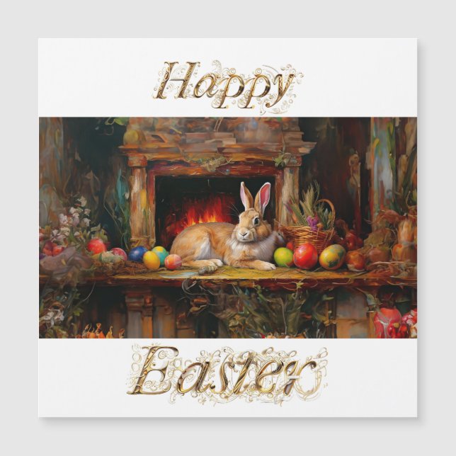 Lapin de Pâques avec oeufs de Pâques Joyeux Pâques (Devant)