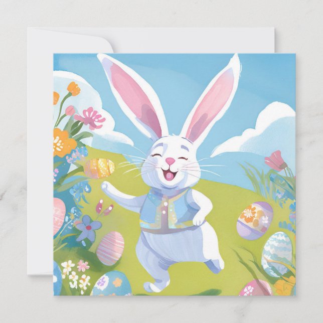 Lapin de Pâques | Carte de Fleur Sauvage de Pâques (Devant)