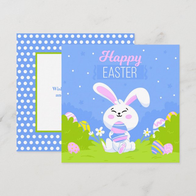 Lapin de Pâques Carte de Printemps (Devant / Derrière)