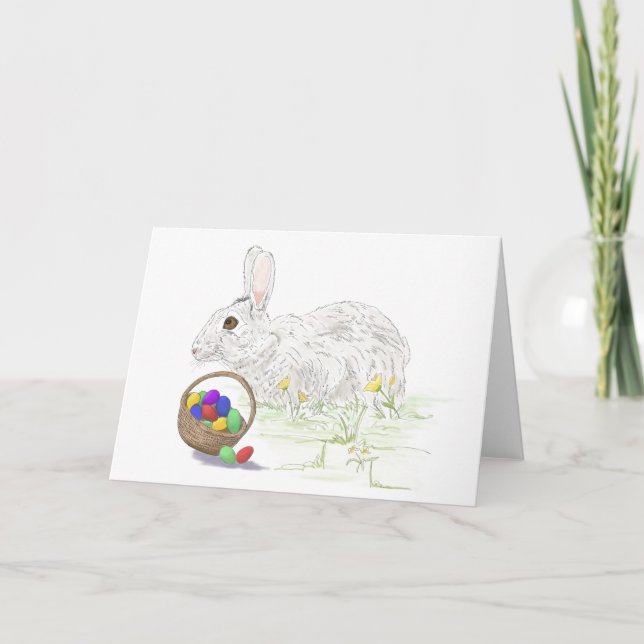 lapin de Pâques carte de vœux pliée (Devant)