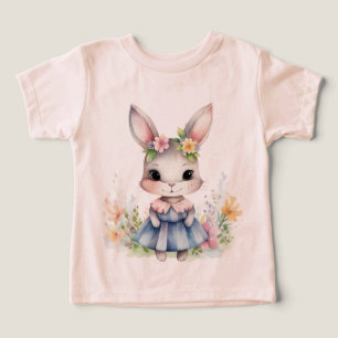 Lapin De Pâques Dans Une Robe Bleue