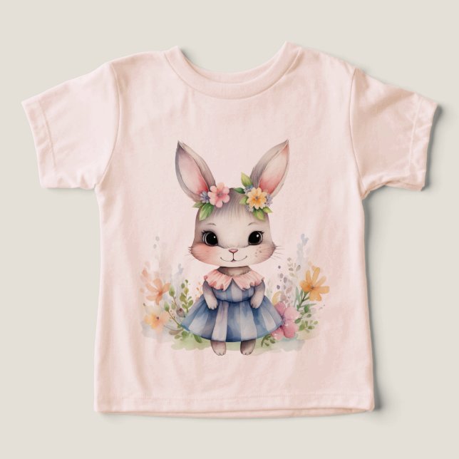 Lapin De Pâques Dans Une Robe Bleue (Design Recto)
