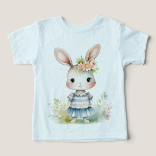 Lapin De Pâques Dans Une Robe Bleue