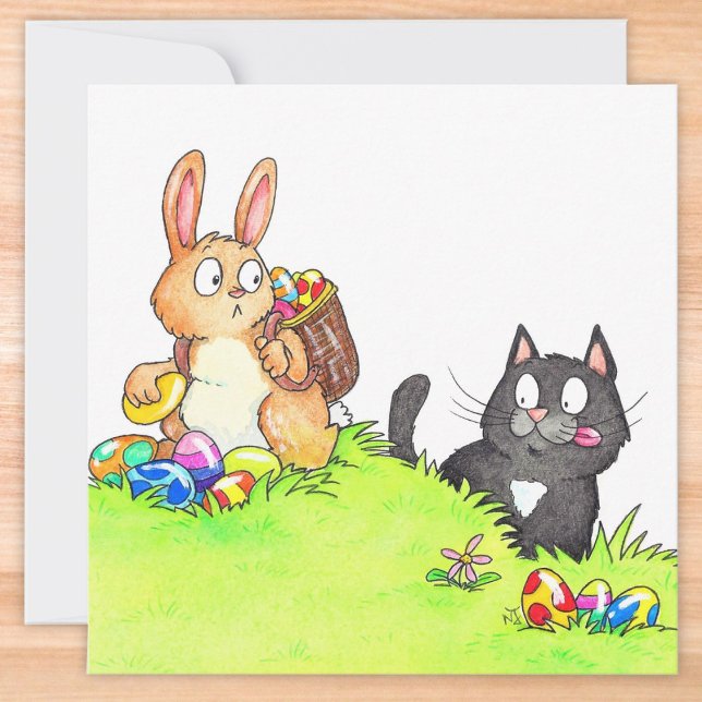 Lapin de Pâques de dessin animé rétro et carte de  (Créateur téléchargé)