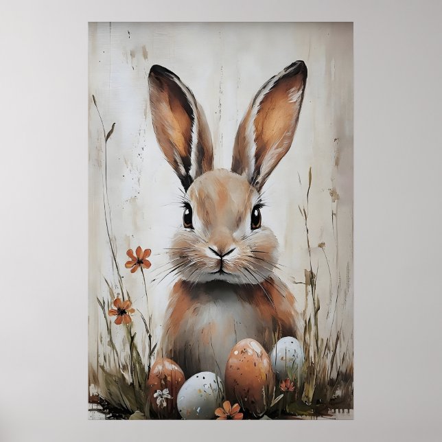 lapin de Pâques en impression de fleurs, Pâques ru (Devant)