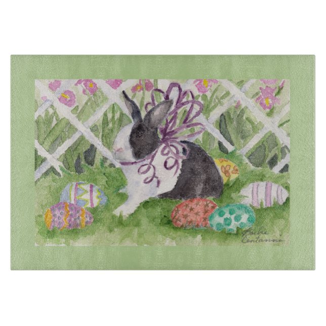 Lapin de Pâques et planche à découper d'oeufs (Devant)