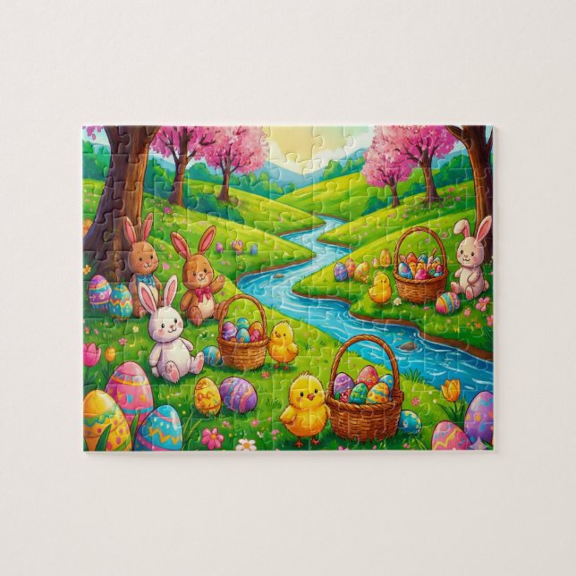 Lapin de Pâques fantaisiste et ses amis puzzle (Horizontal)