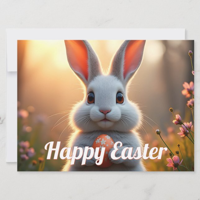 Lapin de Pâques heureux dans la magie du printemps (Devant)