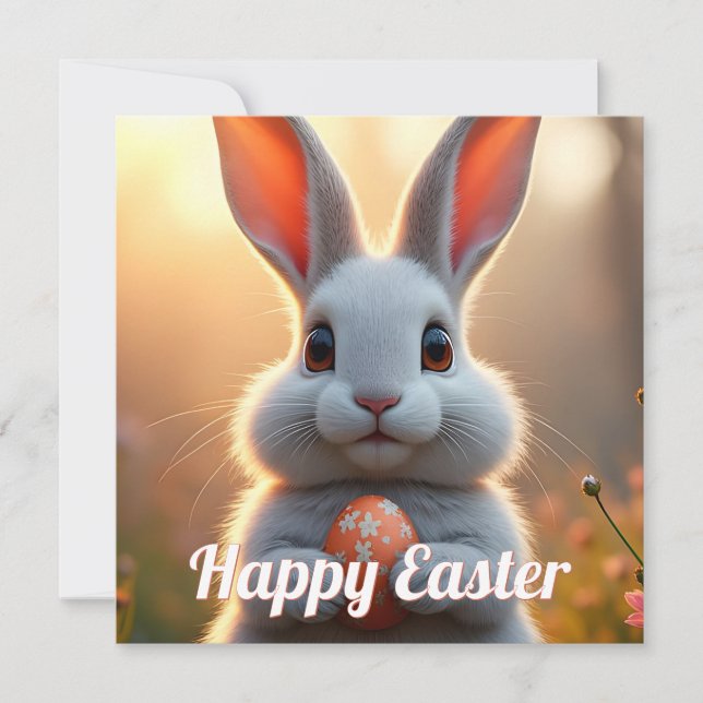 Lapin de Pâques heureux dans la magie du printemps (Devant)